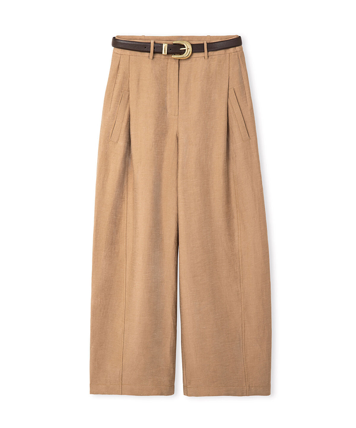 Zoomed Belted Barrel-Fit Trousers