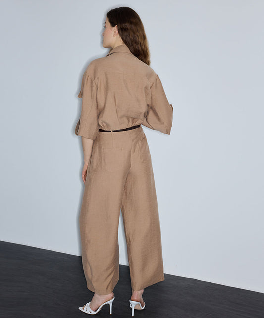 Belted Barrel-Fit Trousers