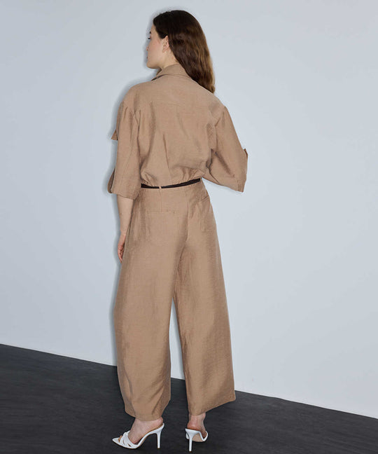 Belted Barrel-Fit Trousers