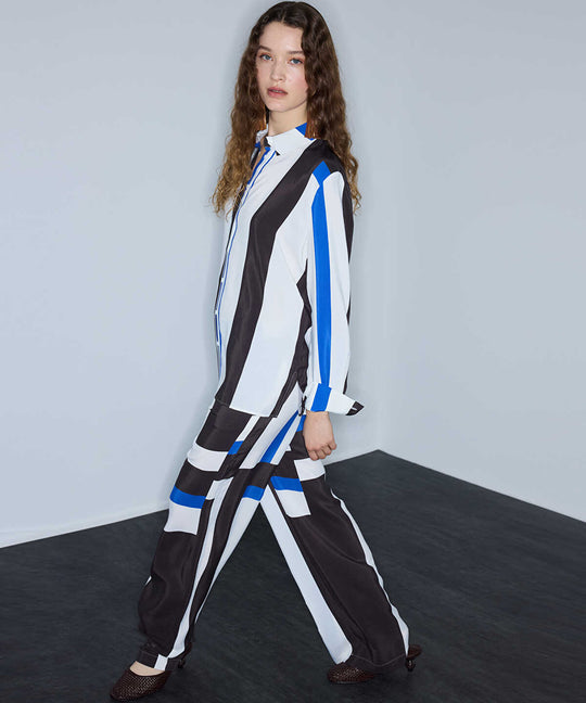 Color-Block Wide-Leg Trousers