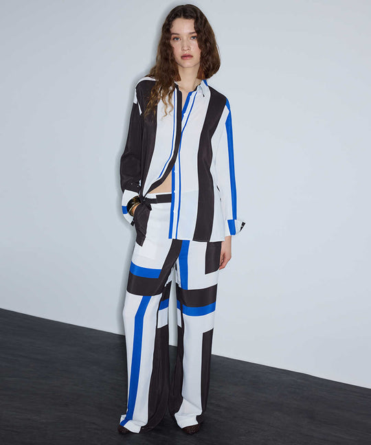 Color-Block Wide-Leg Trousers