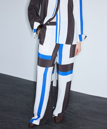 Color-Block Wide-Leg Trousers