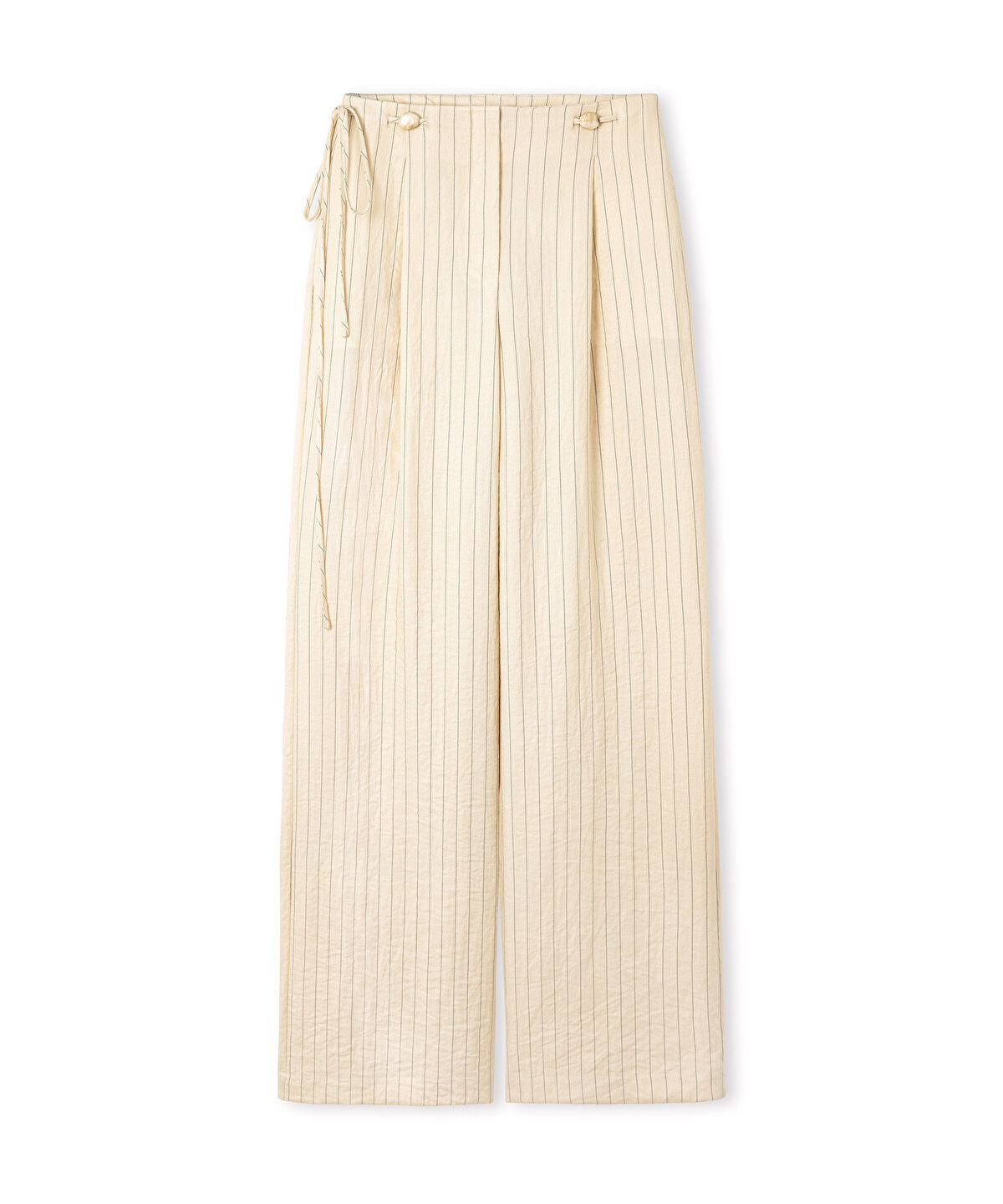 Beaded-Waist Striped Trousers