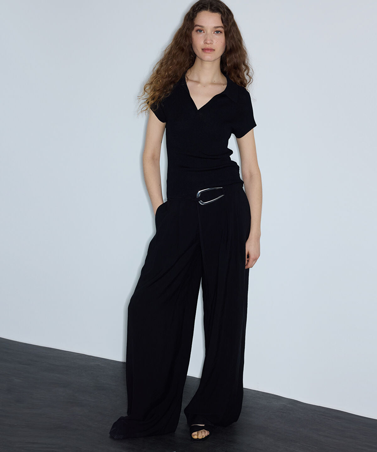 Zoomed Wide-Leg Trousers with Belt