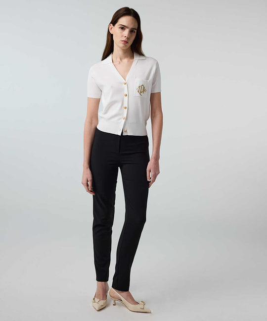 Lurex-Waisted Skinny Trousers