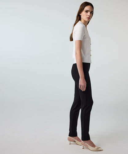 Lurex-Waisted Skinny Trousers