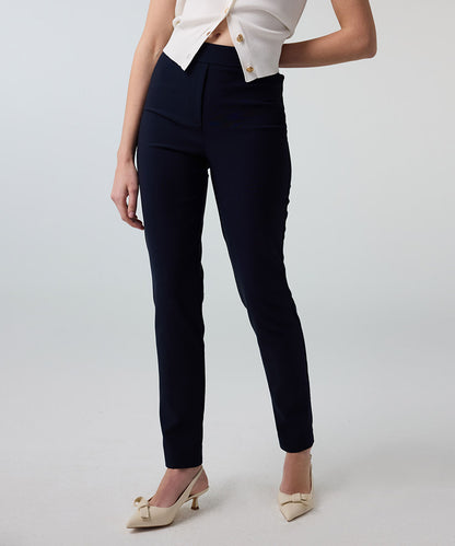 Lurex-Waisted Skinny Trousers