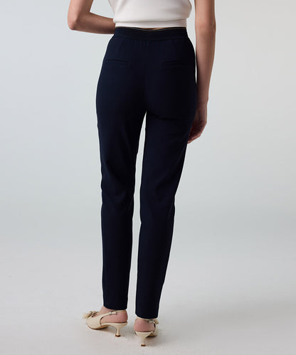 Lurex-Waisted Skinny Trousers