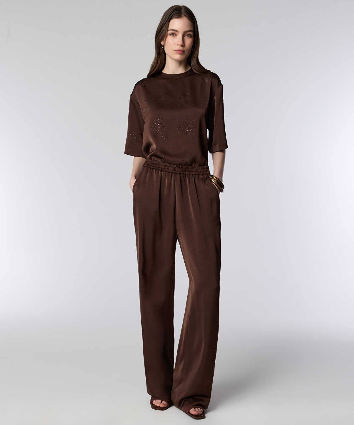 Satin Wide-Leg Trousers