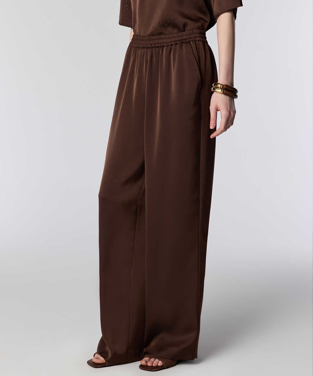 Satin Wide-Leg Trousers