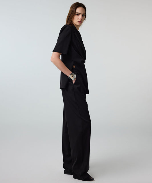 Viscose-Blend Wide-Leg Trousers
