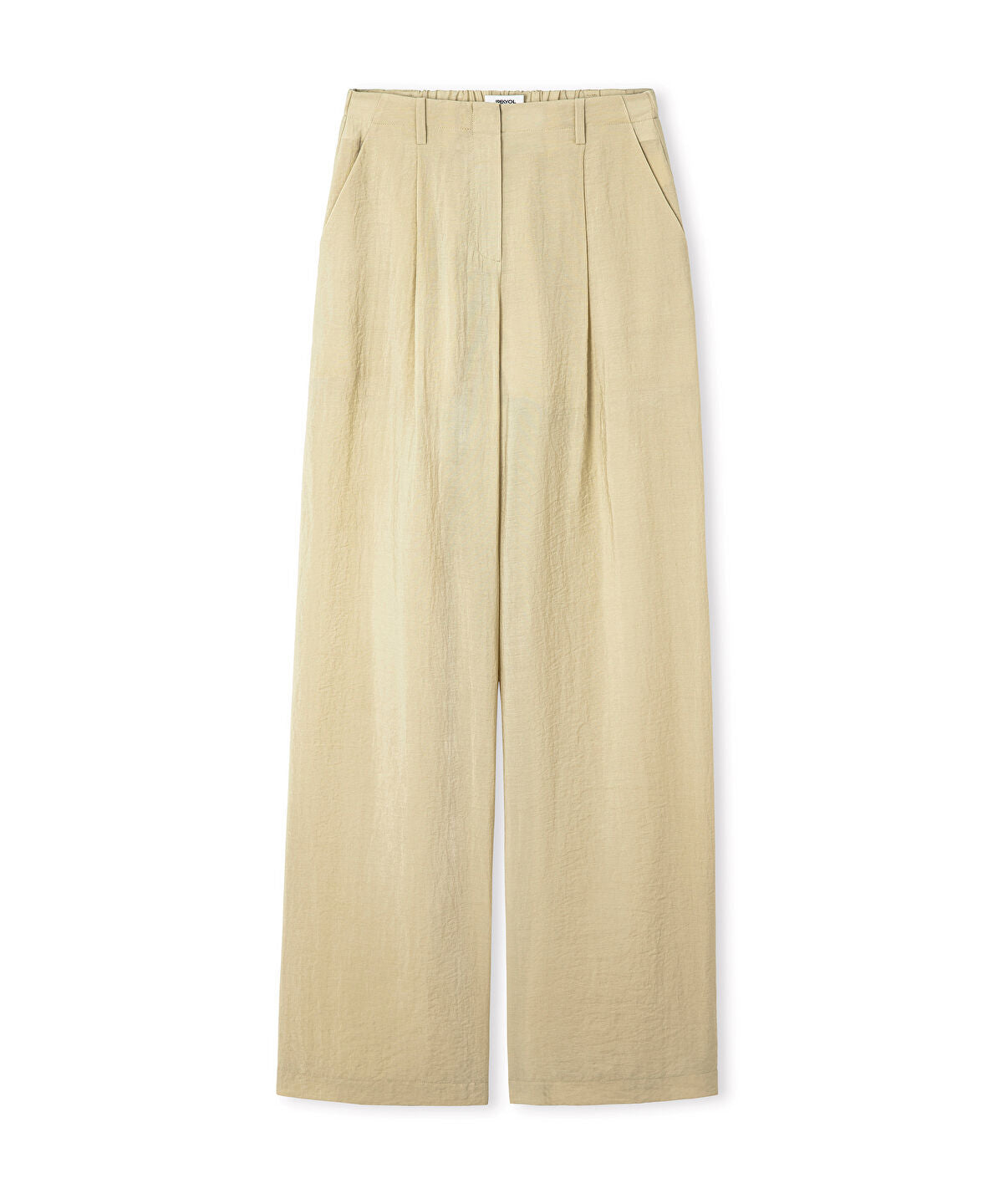Belted Crinkle-Effect Trousers
