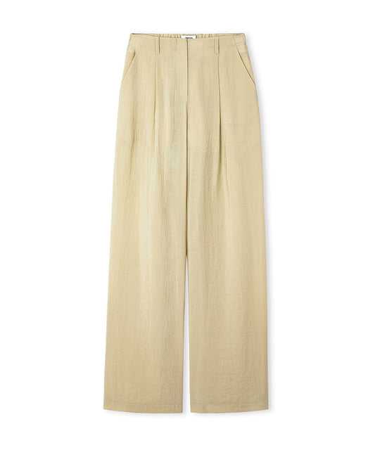 Belted Crinkle-Effect Trousers