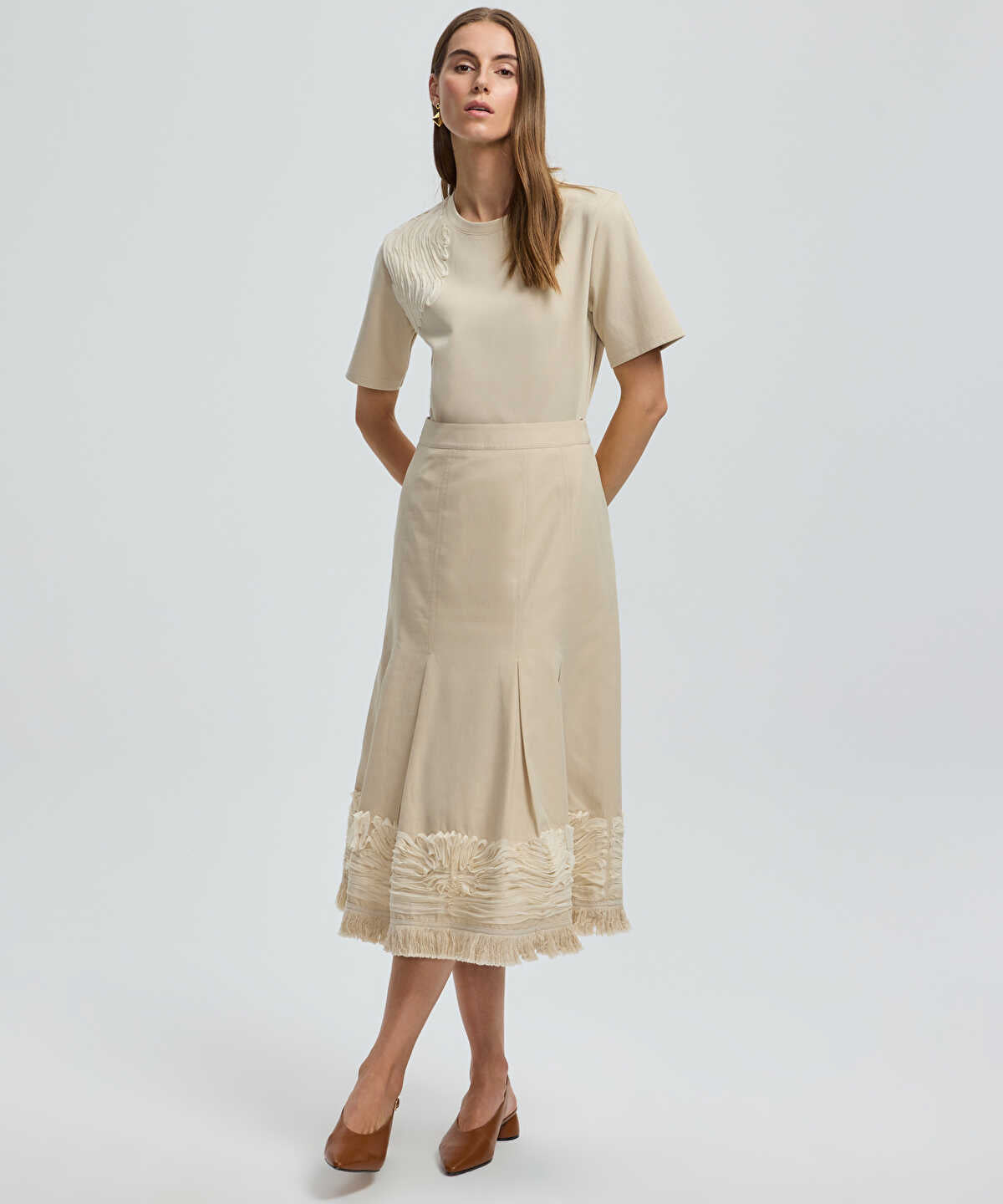 Embroidered Midi Skirt