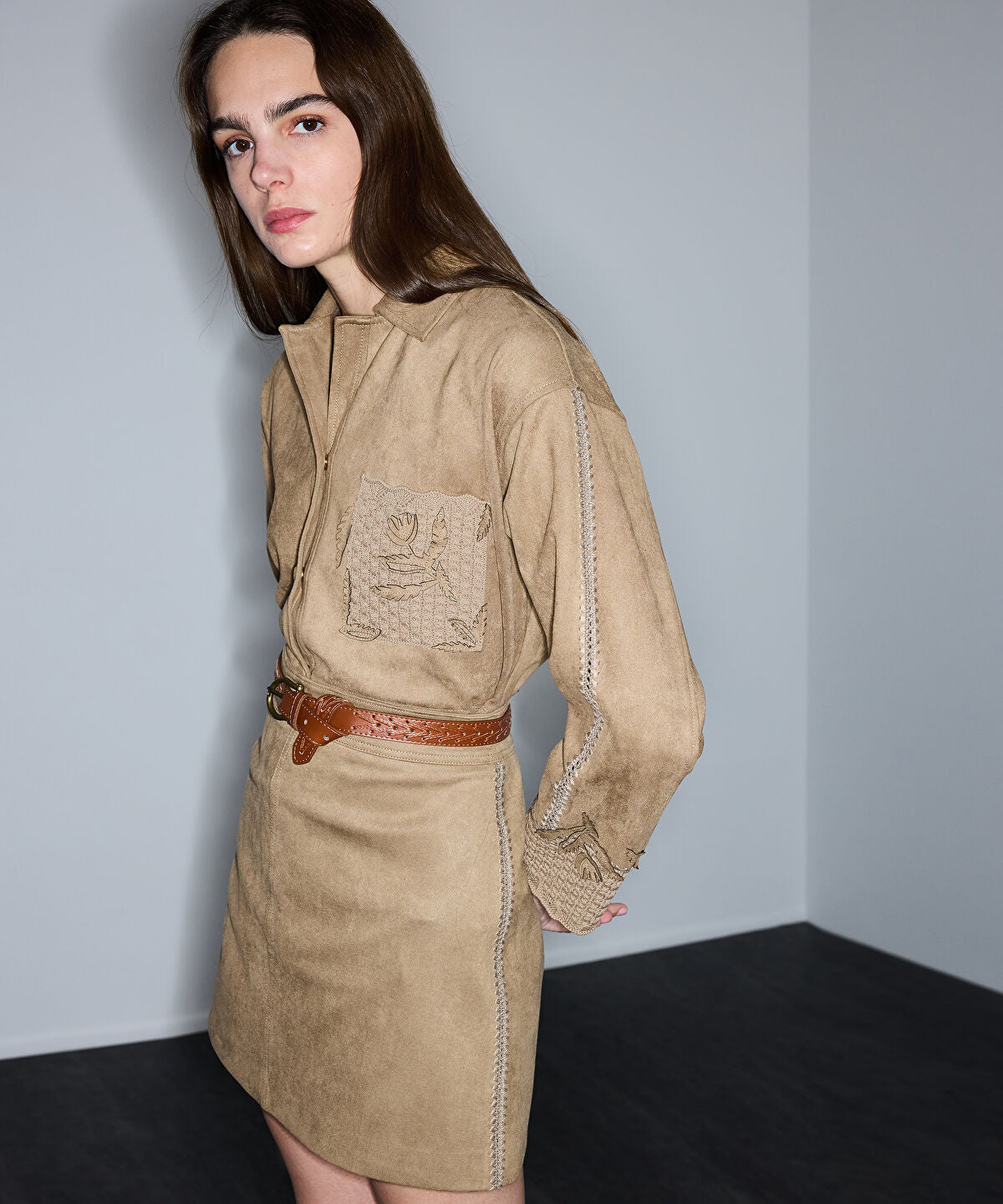 Zoomed Suede-Effect Skirt