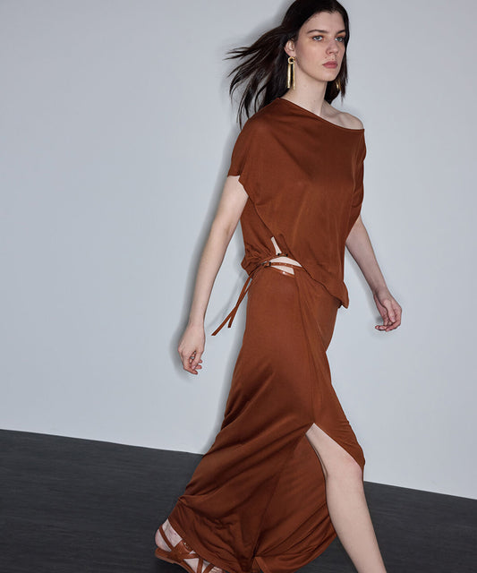 Contrast Trim Maxi Skirt