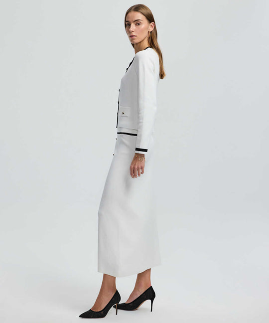 Contrast Trim Knit Midi Skirt