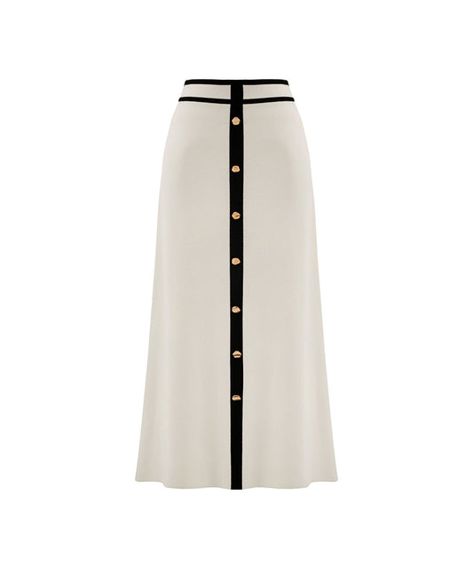 Contrast Trim Knit Midi Skirt