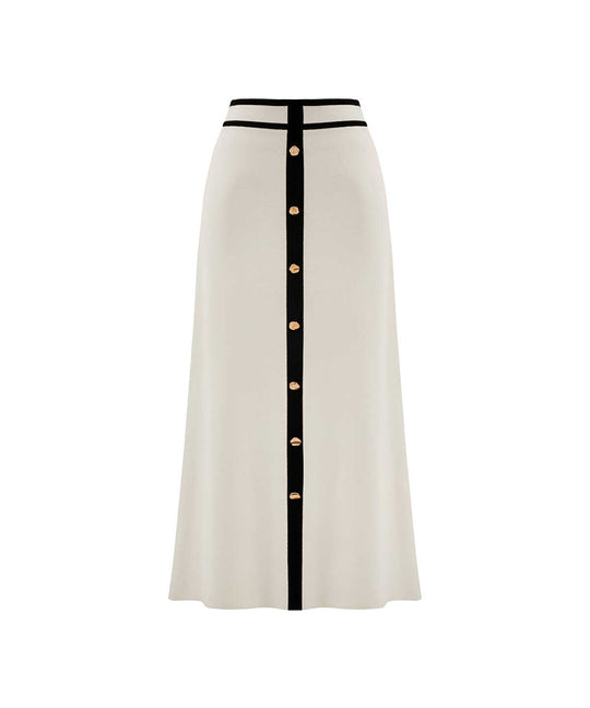 Contrast Trim Knit Midi Skirt