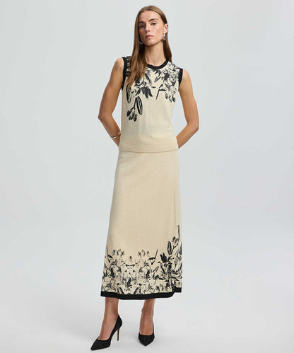 Floral Knit Midi Skirt