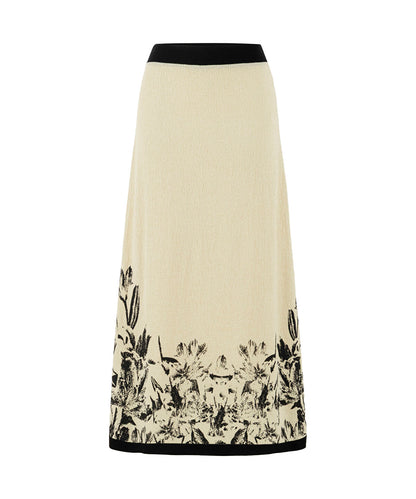 Floral Knit Midi Skirt