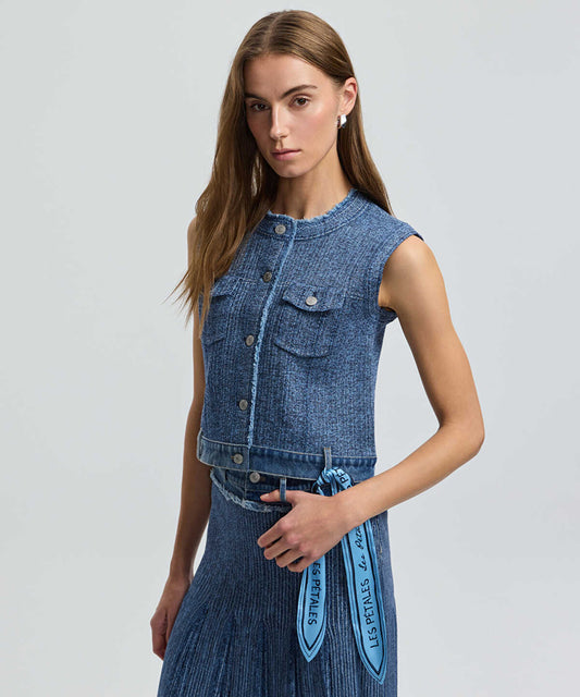 Pleated Mixed Media Skirt