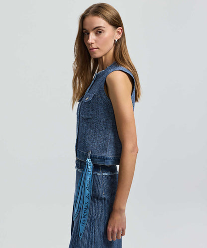 Pleated Mixed Media Skirt