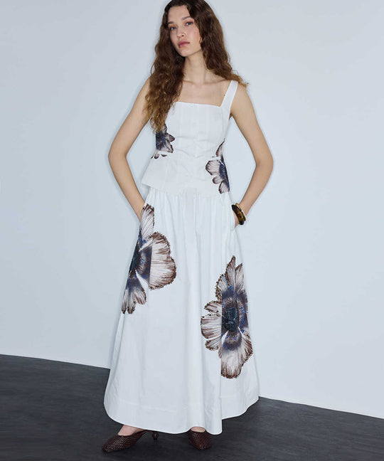 Beaded Floral Maxi Skirt