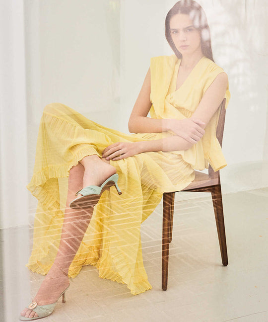 Pleated Chiffon Maxi Skirt