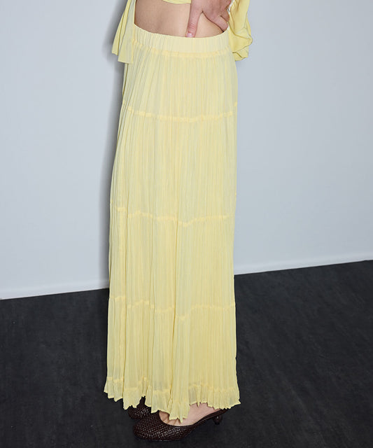 Pleated Chiffon Maxi Skirt