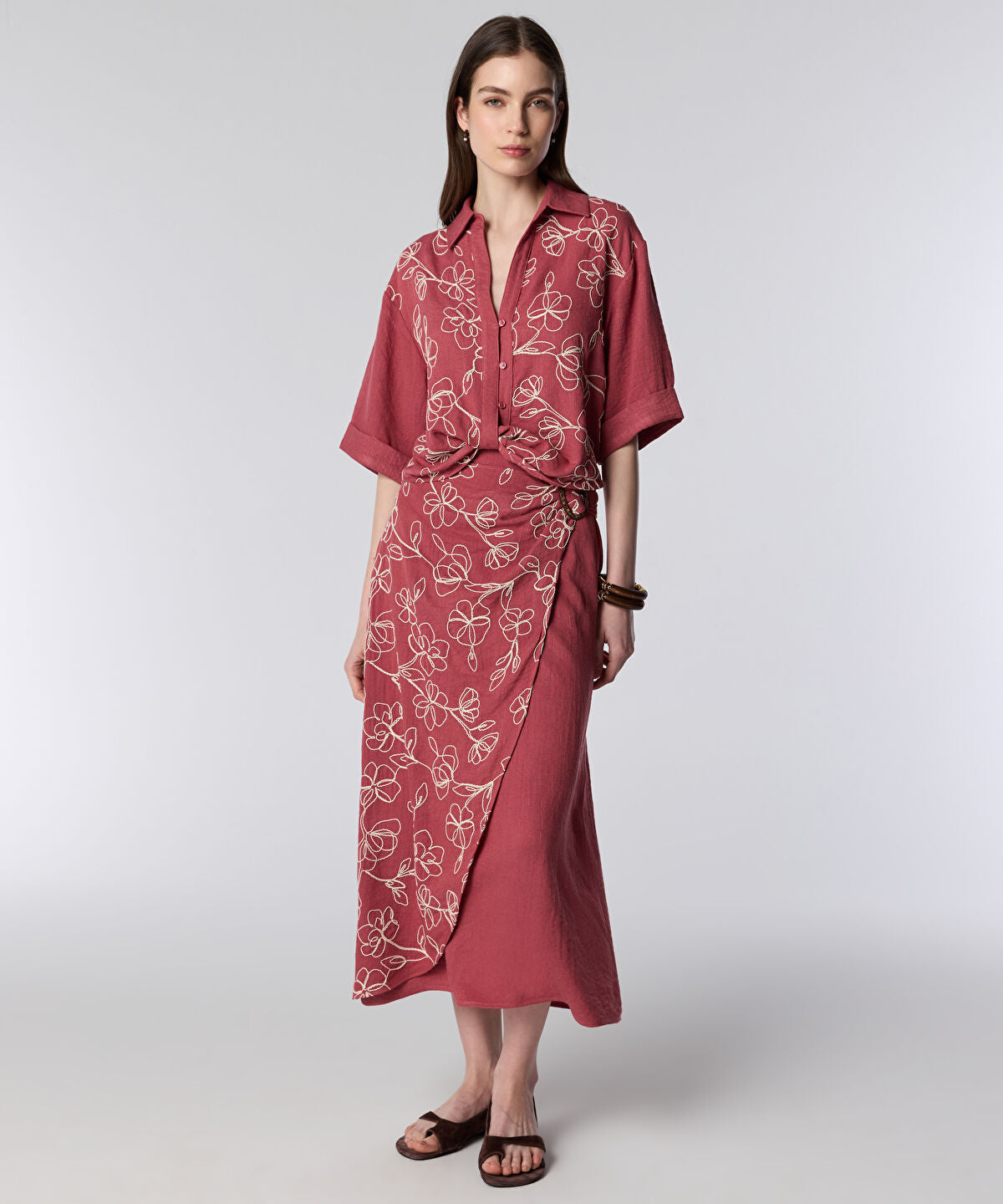 Zoomed Embroidered Wrap Skirt