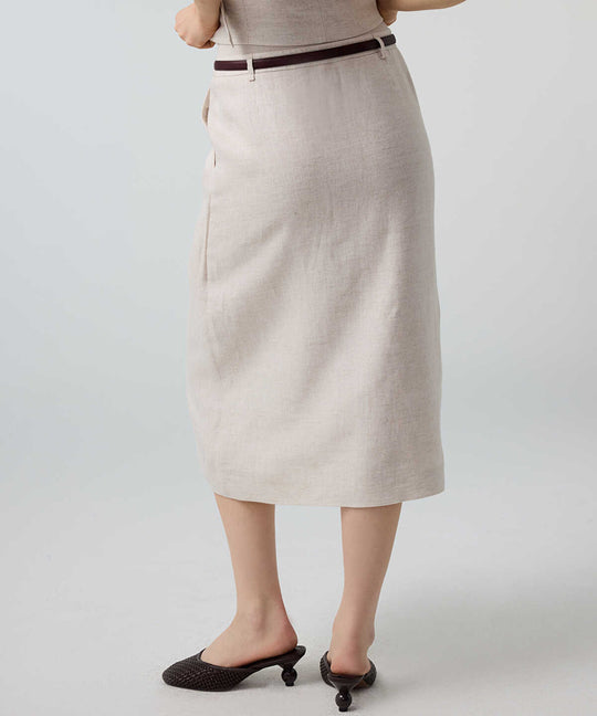 Belted Linen Skirt