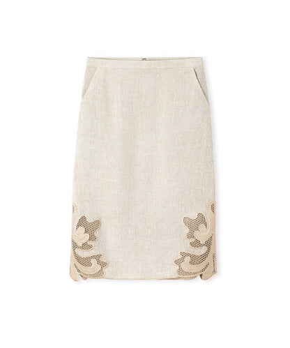 Embroidered Linen Skirt