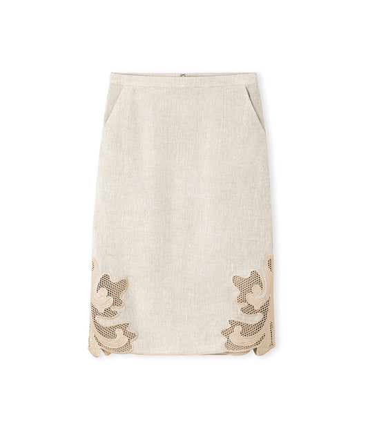 Embroidered Linen Skirt