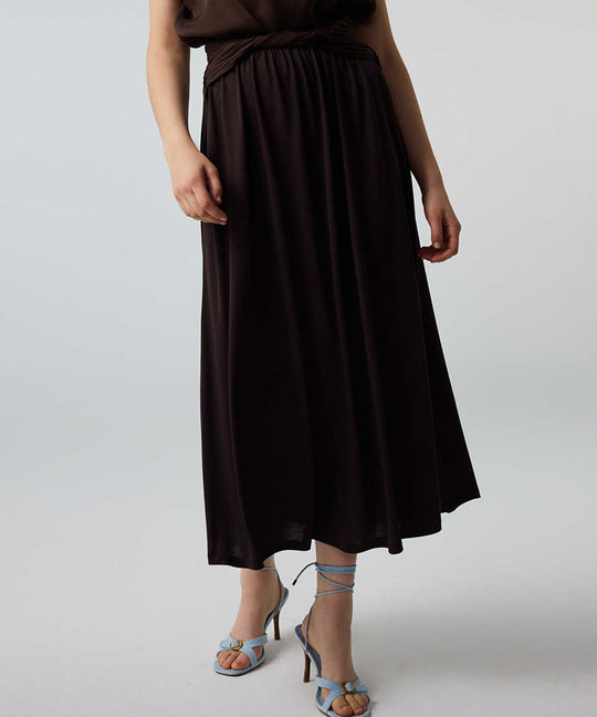 Twisted-Belt Cupro Skirt