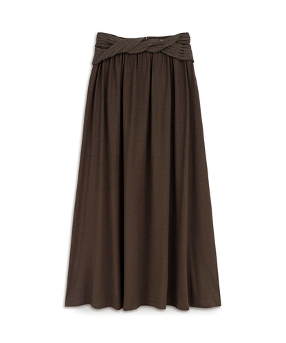 Twisted-Belt Cupro Skirt
