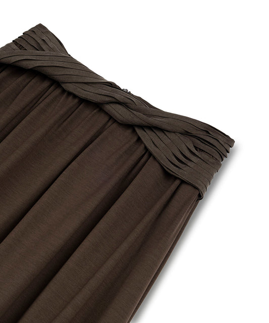 Twisted-Belt Cupro Skirt