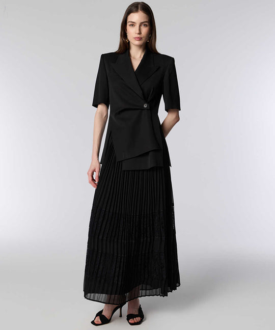Lace-Trim Pleated Skirt