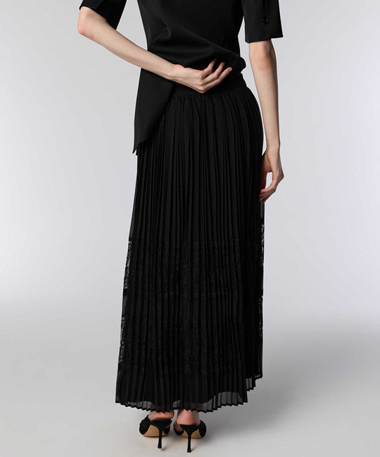 Lace-Trim Pleated Skirt