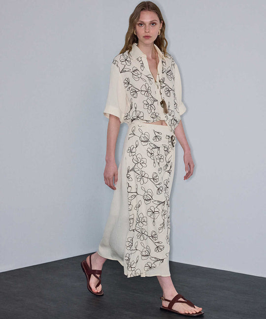 Embroidered A-Line Skirt