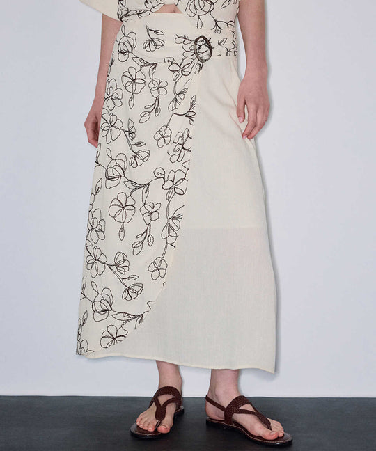 Embroidered A-Line Skirt