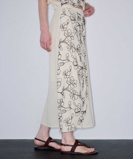 Embroidered A-Line Skirt