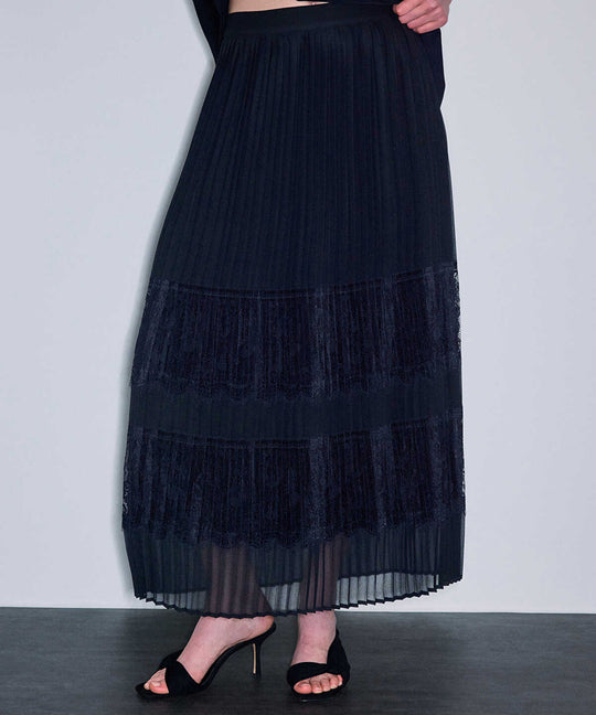 Lace-Trim Chiffon Skirt