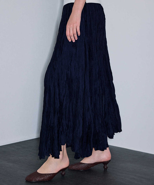 Crinkle-Effect Midi Skirt