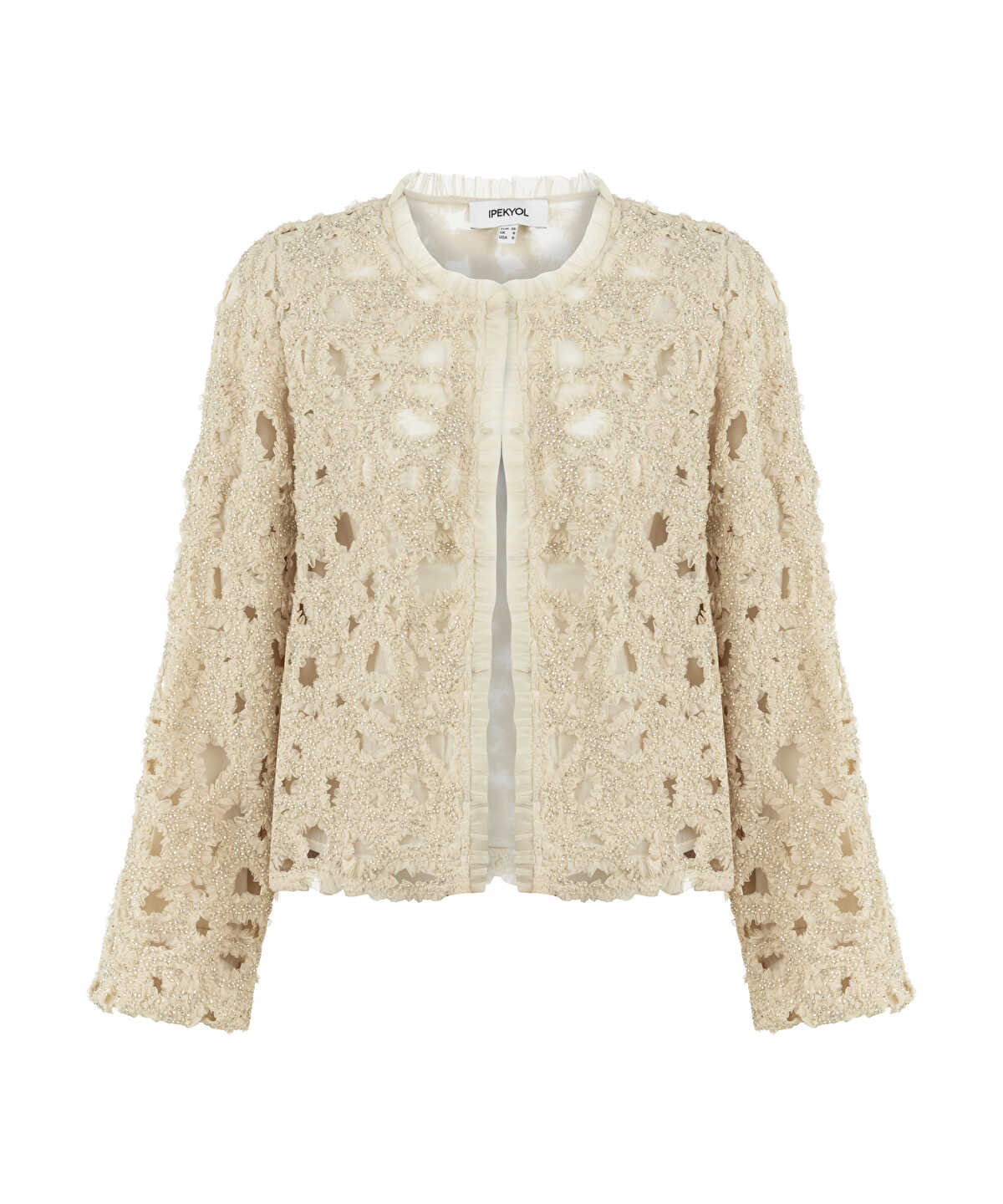 Tulle-Trim Beaded Jacket