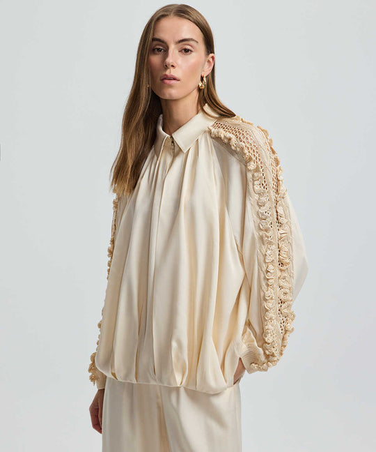 Mixed Knit Sleeve Jacket