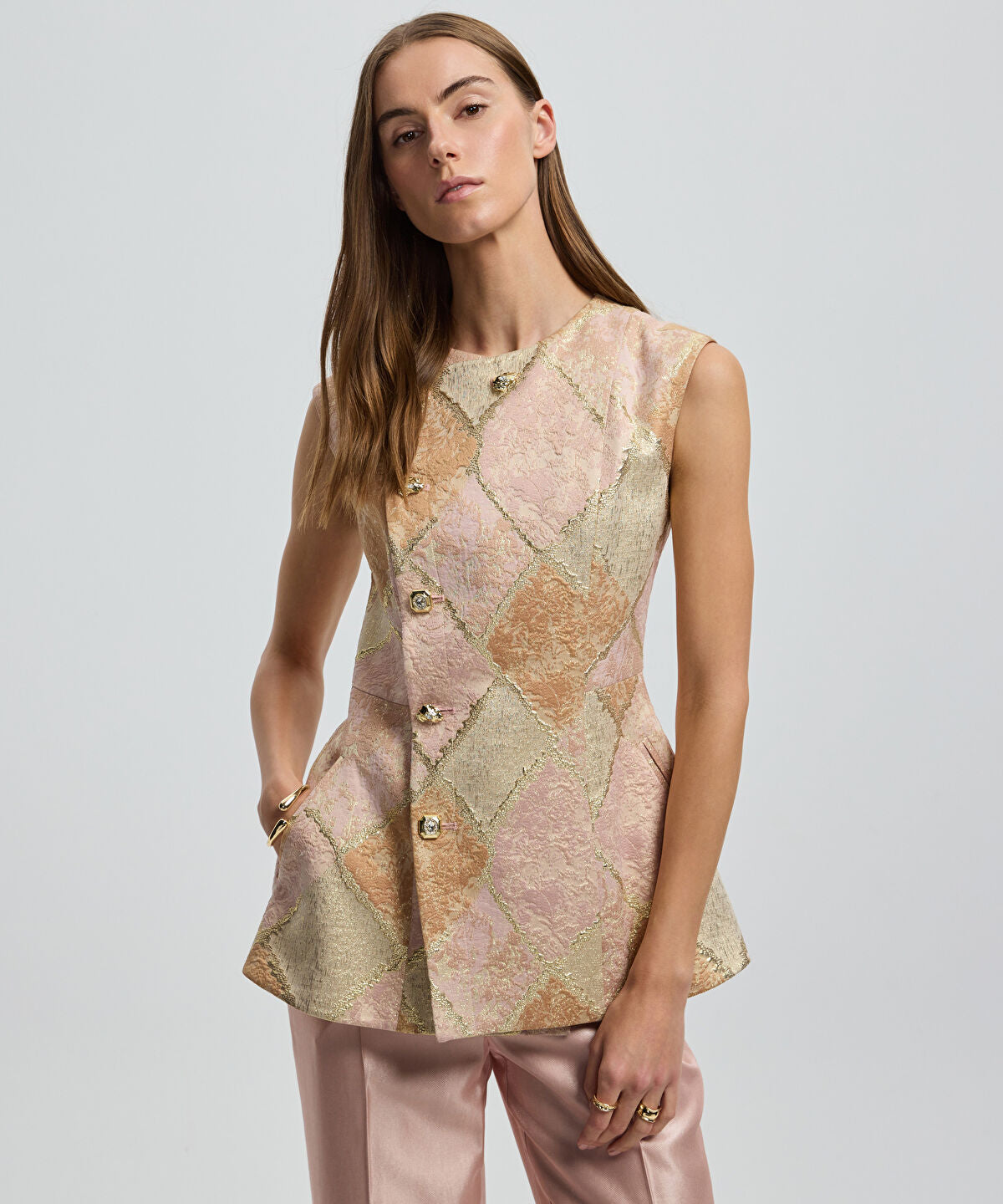Zoomed Metallic Thread Jacquard Jacket