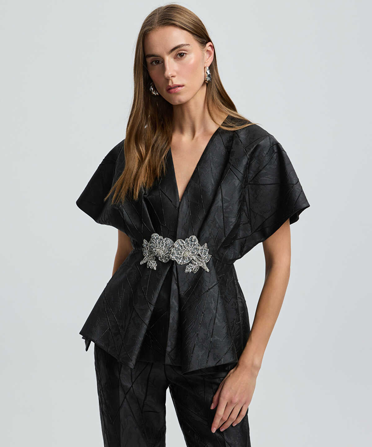 Zoomed Embellished Jacquard Jacket