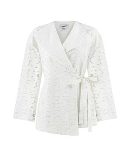 Belted Jacquard Jacket