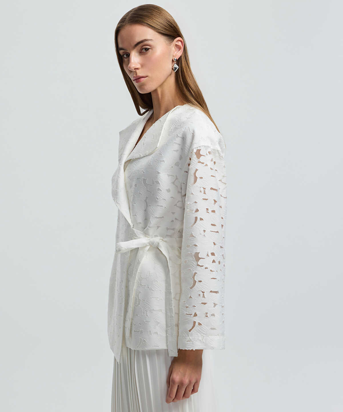 Belted Jacquard Jacket